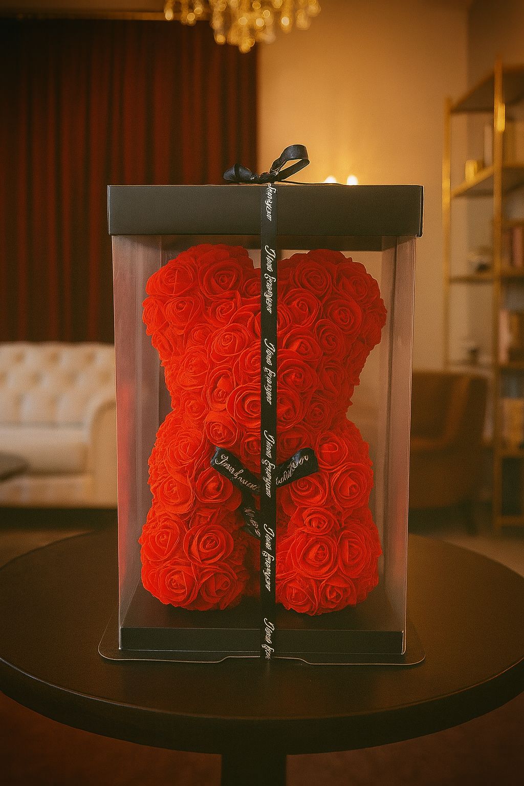 kutulu-gul-ayicik-kirmizi Kutulu Gül Ayıcık (Pembe / Kırmızı) - Görsel 1