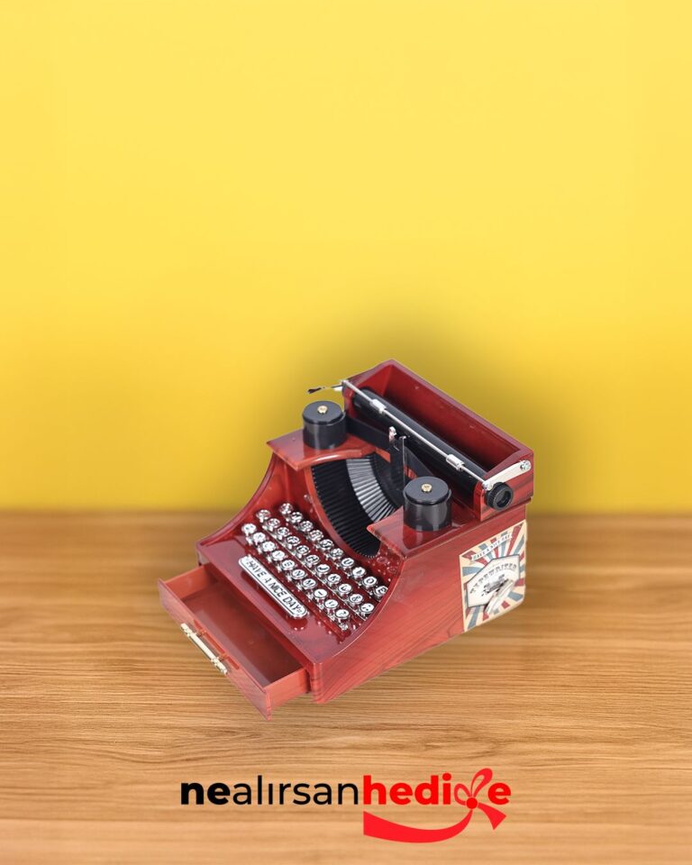 Retro kırmızı daktilo müzik kutusu masaüstü dekor ve hediye