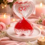 Kalp Şekilli Romantik Kum Saati – Işıltılı Aşk Dekoru